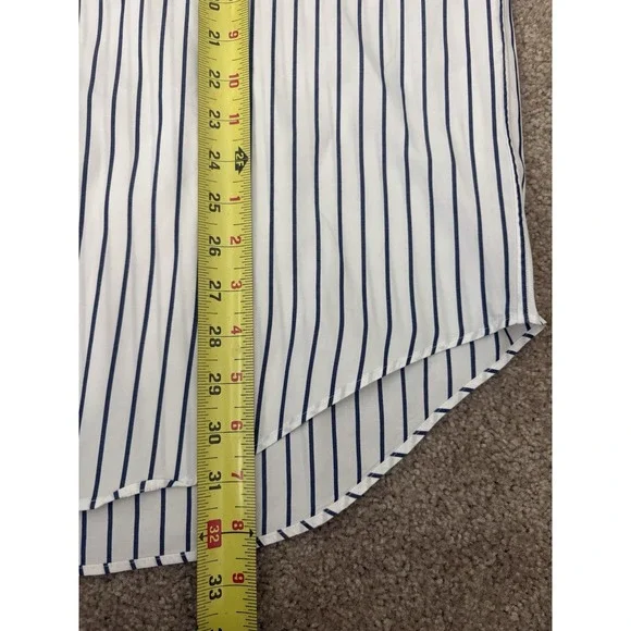 Polo Golf Ralph Lauren Button Down Shirt Men Medium White Blue Striped Cotton - Picture 5 of 6